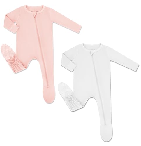 Image of HAPIU Rayon from Bamboo Baby Footed Pajamas, 2 Way Premium Zipper, Footie for Baby Boy Girls, Newborn-24 Months