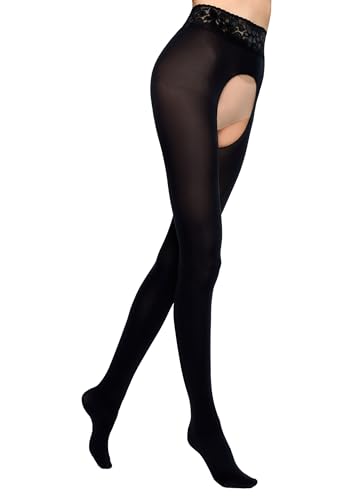MARILYN Femme H05 Collants rotiques, Le noir, S EU