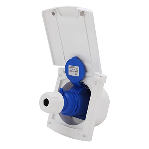 Entrada de Bloqueo Giratorio del Enchufe de Alimentación, Rv Shore Power ， Tomacorriente para RV Enchufe Externo Impermeable de 3 Clavijas Toma de Corriente Montaje Integrado 220V-250V 16a(blanco)
