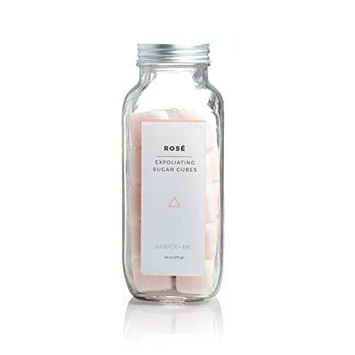 Harper + Ari Sugar Scrub Cubes (Rosé, 18 Cubes/16oz), Exfoliating Body Scrub in Single Use Size, Soften and Smooth Skin with Shea Butter and Aloe Vera