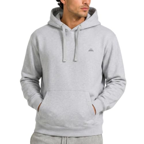 Iron Mountain Sudadera Hombre con Capucha Fleece – Hoodie Algodón Ligero y Cálido con Bolsillo Canguro, Sudadera Workwear para Deporte y Uso Diario (Gris Claro, L)