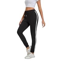 FGFD&OU Jogginghose Damen Sporthose Frauen Baumwolle Sweatpants Slim Fit Freizeithose Lang Trainingshose Fitness Jogger Laufhosen Modern (Schwarz, XXL)