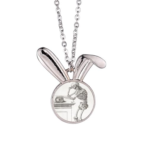 Collier pendentif squelette lapin en alliage de zinc pour style gothique