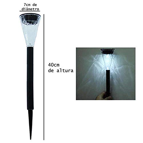 Luminária Solar Jardim 2 peças Preto PVC 1665 em Led Branco - EC23235