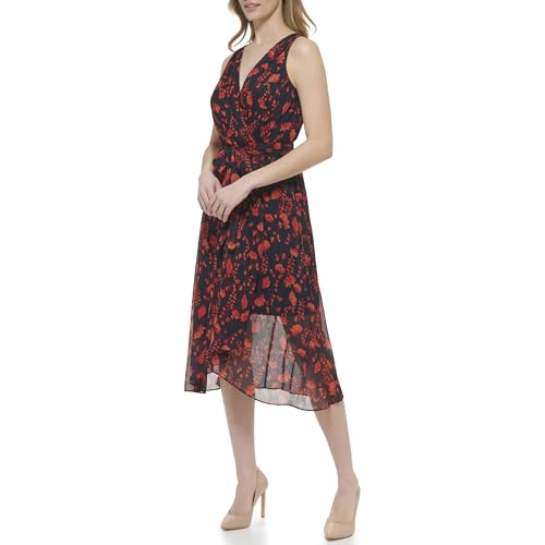 Image of Tommy Hilfiger Women's V-Neck Self Tie Midi Dress