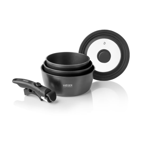 HAEGER Juego 5 Piezas (sarten+Tapa+Mango)