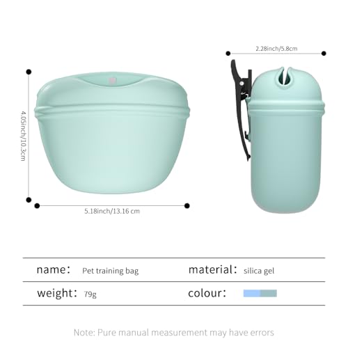Bongpuda 2 Pcs Silicone Dog Treat Pouch,Portable Dog Training Pouch for Treats with Magnetic Closure and Clip,Snacks and Treats to Take Along With Your Dog When Walking(Sky Blue + Light Green) by Bongpuda - Used condition - Image 2
