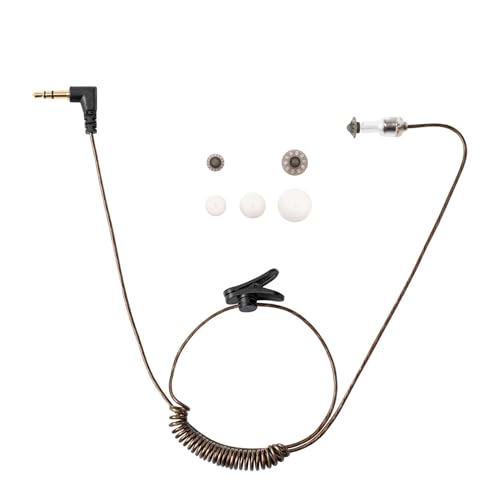 ERIPHA Tubeless Covert Security FBI Police 3.5mm /1 Pin Listen Only Earpiece Headset for Remote Speaker Mic Motorola Kenwood Two Way Radio (22 Cable Brown)