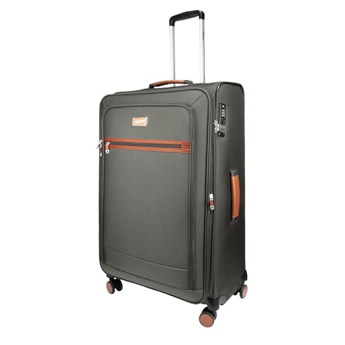Image of F Gear Softair Large Soft Luggage | Lightweight Expandable Carry-On Trolley Bag with 360 Spinner Wheels, Silent 8-Wheel System, Built-in TSA Lock, Anti-Theft Zipper & Luggage Tag (Grey)