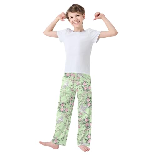 Boys' Pants Peonies Tree Herons Flower Long Bottoms Jogger Pants Elastic Waist Trousers with Pockets S-XL2