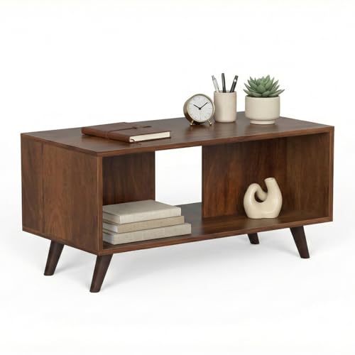 Image of Promyt Rectangular Shape Coffee Table /Center Table Sofa Tea or Teapoy Console Table for Sofa Set with Bottom Storage, Living Room Hall Home (Classic Brown)