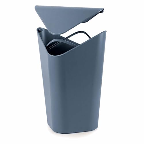 Caneca de basura cuadrada con tapa azul pizarra miniatura 2