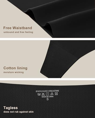 Image of oshkang Thongs for Womens High Waisted Seamless No Show Underwear 6 Pack | Invisible Sexy Breathable Panties,Workout Comfortable Ladies Undies,for Yoga Pants,Legging,No Visible Panty Line,All Day Wear