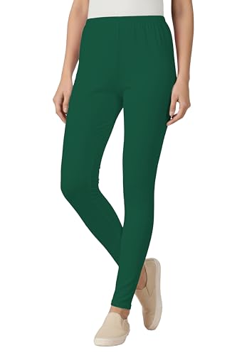 Image of Women's Cotton Lycra Ankle Length Leggings | Regular Rise, Soft 4 Way Stretch Fabric | Casual & Ethnic Wear
