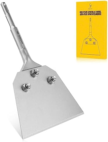 SDS Plus Chisel 10.2" x 5.5", Scraper for Removing Floor Adhesive, Tile Remover Tool, 40Cr Steel Wide Tile Chisel for Carpet, Linoleum, PVC, Wall Surface