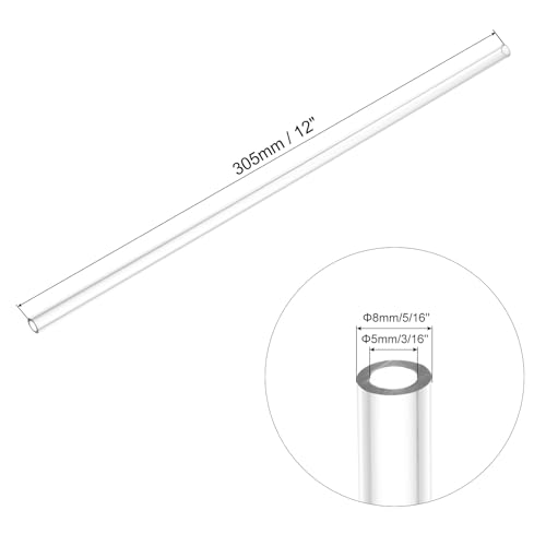 Image of uxcell Clear Rigid Tubing 5mm(3 /16 inch) ID x 8mm(5 /16 inch) OD x 1Ft Length Round Plastic Polycarbonate Tube