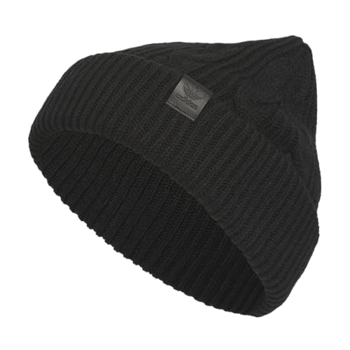 Image of adidas Originals Cable Knit Cuff Fold Beanie, Black, One size