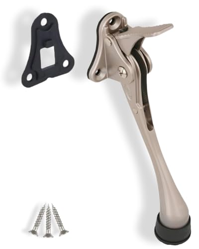 OGC 6-Inch Flip Down Door Stopper, Door-Mounted Kickdown Door Holder with Adjustable Rubber Tip, Satin Nickel