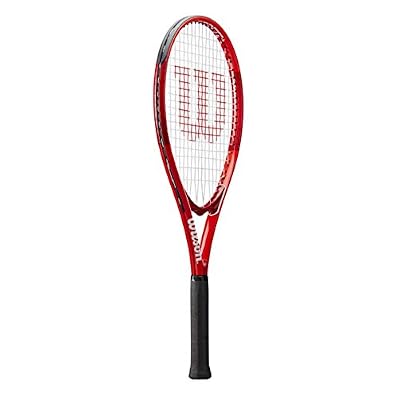 Wilson Federer Pro Staff Precision XL 110 Gloss Red Tennis Racquet in Grip Size 4 3/8 Bundled with a Navy Advantage 2.5 Tennis Bag (Incredible Feel and Control)