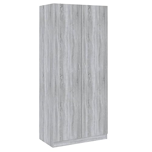vidaXL Armario Ropero Guardarropa Closet Organizador de Ropa Aparador Dormitorio Muebles Madera Contrachapada Gris Sonoma 90x52x200 cm