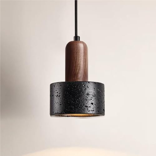 Mid Century Modern Pendant Light Black Marble Stone Wood Ceiling Hanging Lamp Rustic Farmhouse Chandelier E27 Base for Kitchen Island Bedroom Dining Table Hallway Bathroom