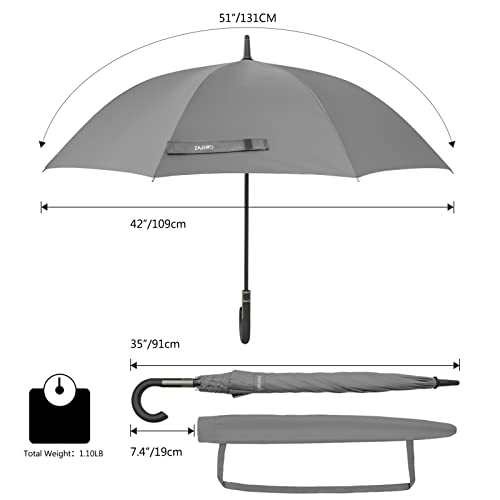 Z Zaffiro Handle Umbrella, Classic And Uv Protection Versions, Large Windproof Stick Umbrella, Automatic Opening Men's Women's Golf Umbrella (Grey) #TOP5