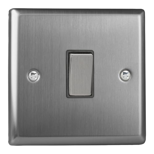 Varilight Single 20A Double Pole Switch - Classic Brushed Steel With Brushed Steel Rocker, XT20D