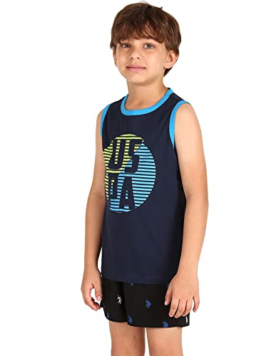 Image of U.S. Polo ASSN. Boy's Round Neck Regular Fit Brand Print Ikeb Muscle Tank - Pack of 1