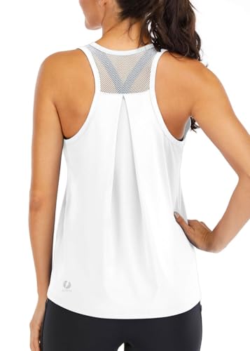 Image of ICTIVE Workout Tops for Women Loose Fit Racerback Mesh Backless Muscle Tank Running Shirts