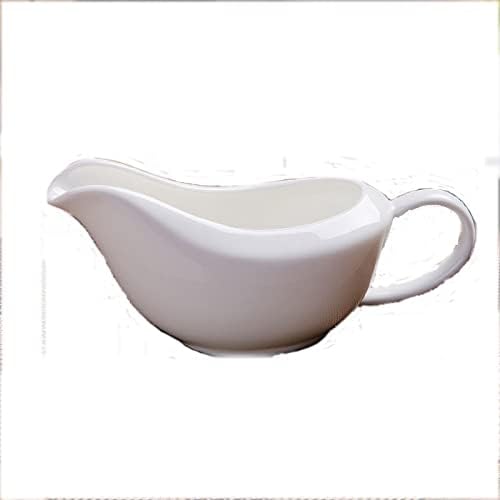 Gravy Boat Sauce Jug Sedum White Bone Lead-Free Black Pepper Sauce Juice Sauce Cup Bucket Ship Ceramic Tableware (Color : White)