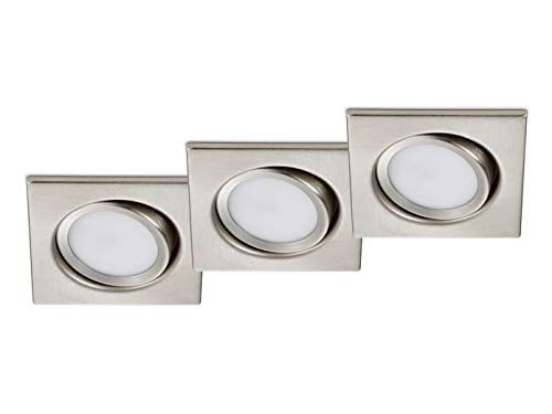 Trio Leuchten LED Einbauleuchten Rila 3er-Set 650210307, Metall Nickel matt, inkl. 3x 5 Watt LED