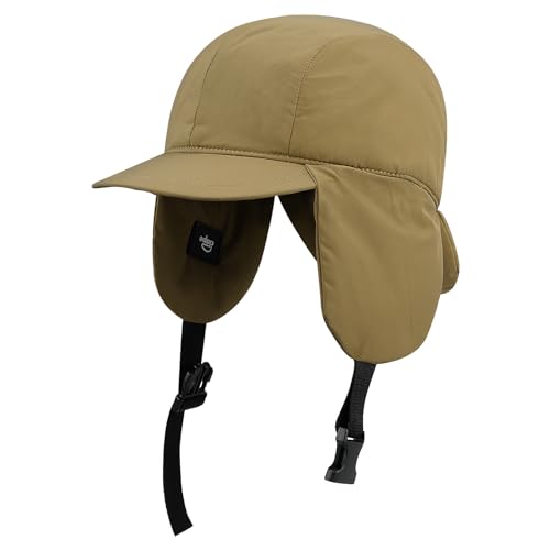 Croogo Winter Baseball Cap with Earflaps Flat Brim Trapper Hat Russian Hats Waterproof Snow Eskimo Ski Hat for Cold Weather2