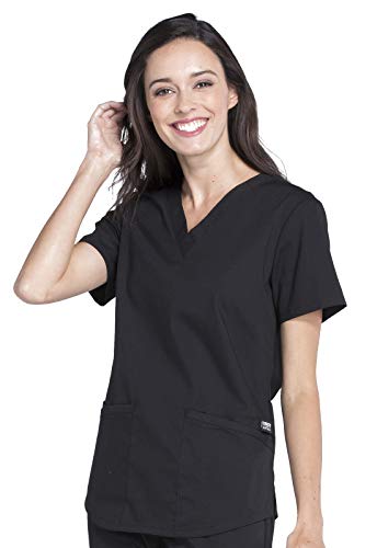Cherokee Workwear Professionals Women Scrubs Top V-Neck Ww665, Xl, Black #TOP3