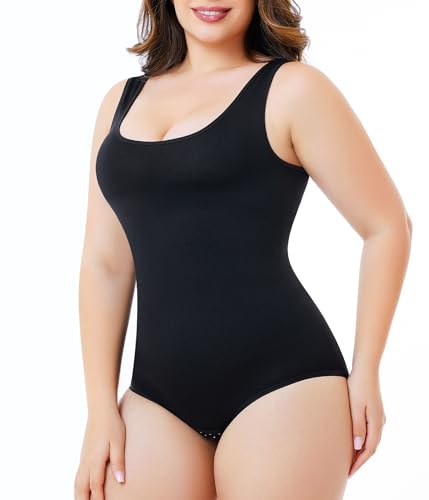 Nebility Plus Size Bodysuit Shapewear Tummy Control Body Shaper for Women Seamless Body Suit Sleeveless Going Out Tops2