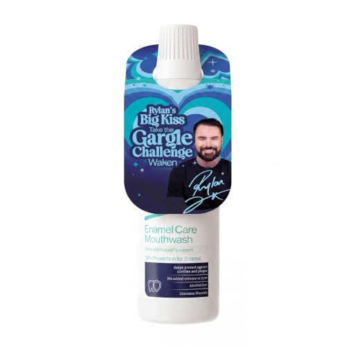 Waken Enamel Care Mouthwash Alcohol Free with Natural Mint Extracts 12hr Protection Vegan Fluoride Mouthwash for Enamel Clean Teeth Fresh Breath & Oral Care No Artificial Colours or Dyes 500ml