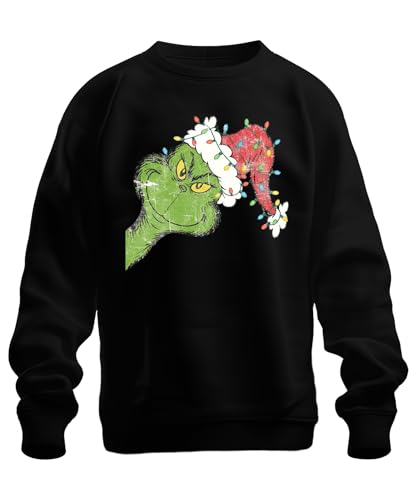 Printera Grinch - Guirnalda de luces con diseño de cara de Navidad, Negro , XXL