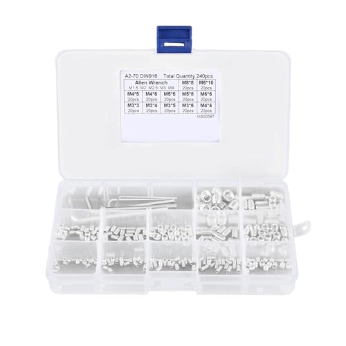 Upgrades - Juego de tornillos de cabeza Allen para reparaciones del hogar, 240 unidades, surtido para fijar varios artículos