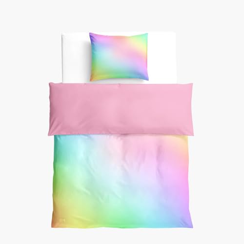 Odot Juego Ropa de Cama Infantil, Ropa de Cama Individual de Microfibra Color Degradado con 1 Funda de Edredón con Cremallera + 1 Funda de Almohada para Niño Niñas (Color Degradado,90x190cm)