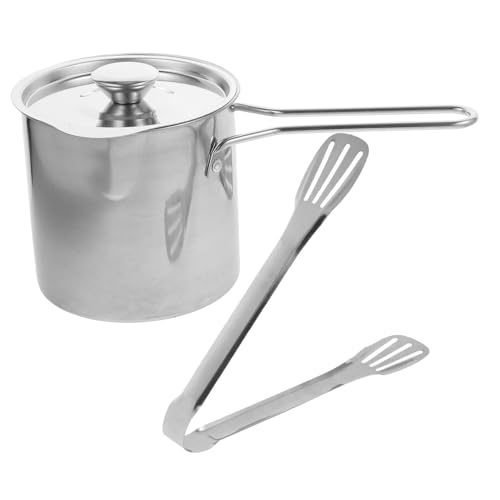 HOOTNEE 1ensemble Friteuse Mini Acier Avec Couvercle Et Clip Ustensile De Cuisine Pratique Pour Friture Domestique Petit Modèle Économique