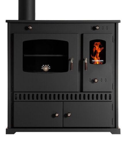 Perfect Eco - Estufa de leña con compartimento para horno y placa de cocina, 7 kW, color negro