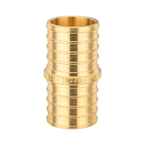 Image of (Pack of 20) EFIELD Barb Crimp Pex1-inch x 1-inch Straight Coupling Brass Fittings For Pex Tubing Connection, ASTM F1807,(PEX1807315)