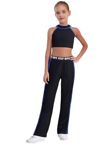 YiZYiF Kids Girls 2Pcs Sports Set Dance Vest and Flared Pants Set for Running Beach Party