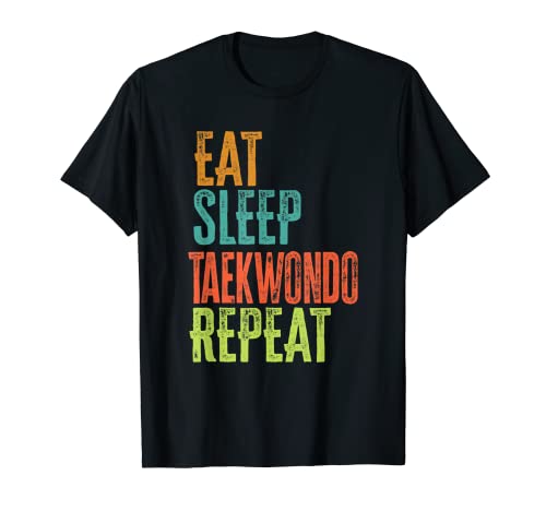 Retro comer dormir Taekwondo repetir artes marciales Ninja luchador Camiseta