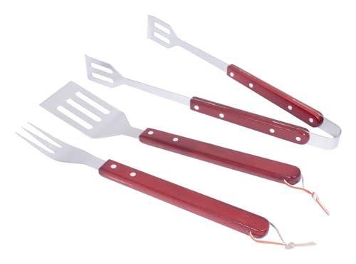 Verdelook Set 3 Accessoires pour Barbecue avec Manche en Bois ustensiles de Cuisine pour Barbecue