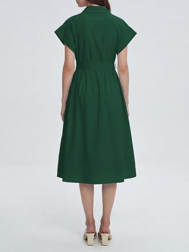 Image of EZAPINE Womens Summer Shirt Dress Casual Button Down Long Dress with Belt
