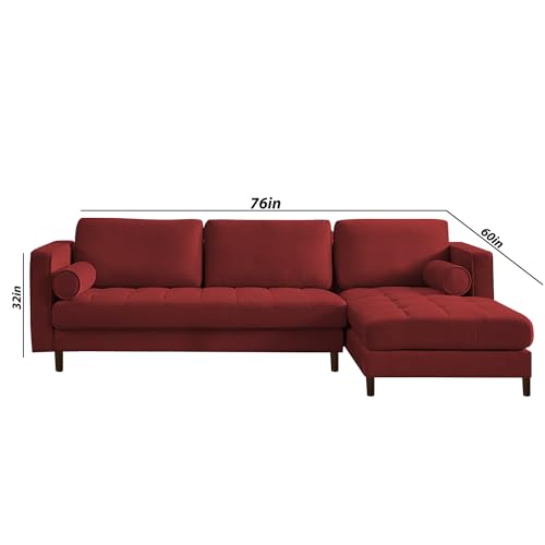 Image of Lezra RHS 4 Seater L Shape Sofa Set for Living Room (Maroon Fabric) Premium Fabric Sofa