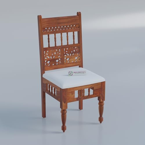 Image of Jangid Handicraft Solid Sheesham Wood 2 Seater Dining Table Set for Living Room | Two Seater Dining Table with 2 Cushions Chairs for Home | Dining Room Sets for Restaurants & Kitchen | Honey Finish