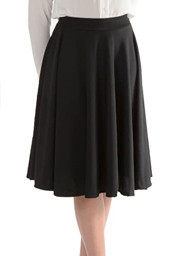 Women's Maxi Skater Skirt Basic A-Line Stretchy Flared LongFlowy Skirt Multiple Colours Plus Size Curve 8-22 (8-10, Black)