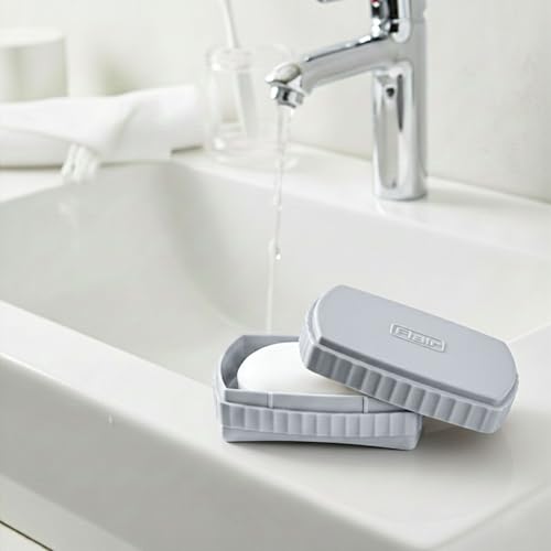 Image of FLAIR Estella Soap Case with Drainage | Reusable & Durable Soap Box | Modern Bathroom Soap Holder (2, Grey)