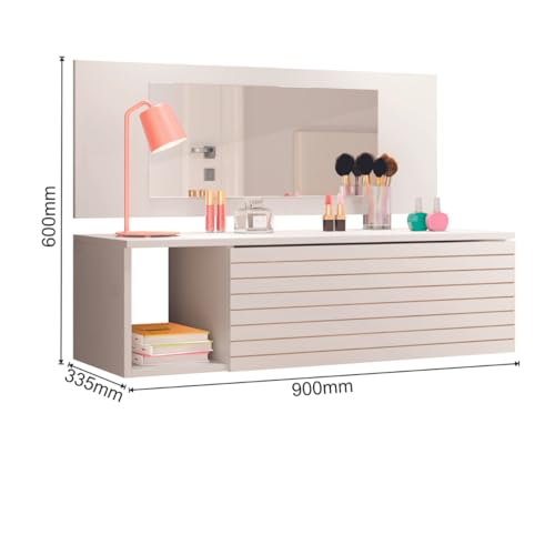 Escrivaninha e Penteadeira Suspensa Joy com Espelho